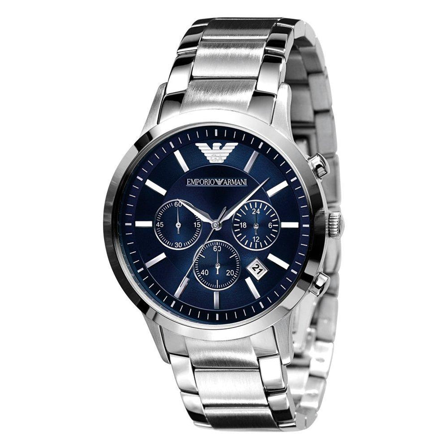 Emporio Armani AR2448 Silver Stainless Steel Strap With Blue Dial Watch For Men