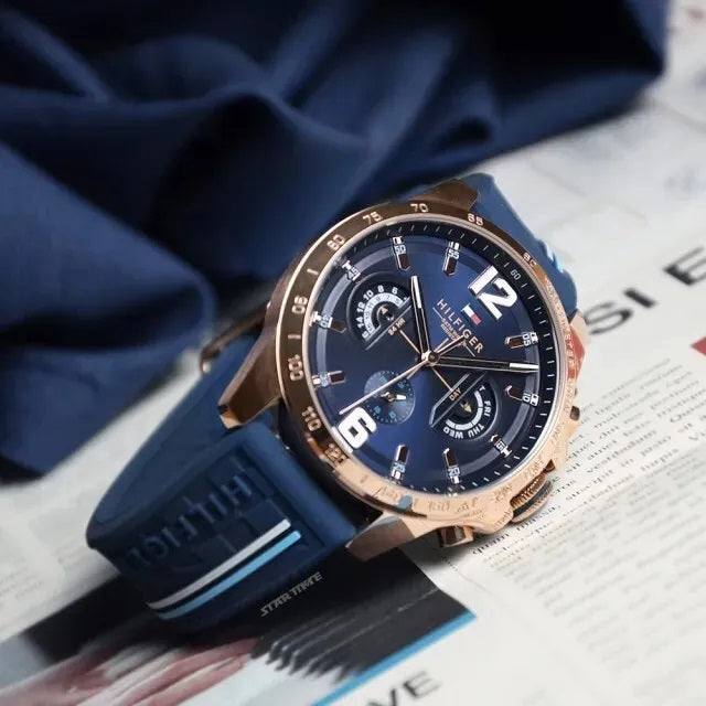 Tommy Hilfiger 1791474 Mens Watch Blue Rubber Strap With Blue Dial