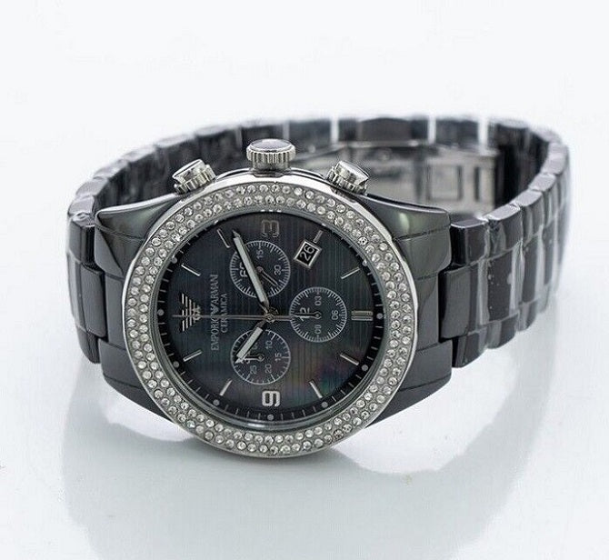 Emporio Armani AR1455 Womens Watch Ceramic Black Dial