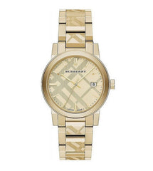 Burberry Unisex Watch Stainless Steel Gold Strap With Gold Dial BU9038 The City
