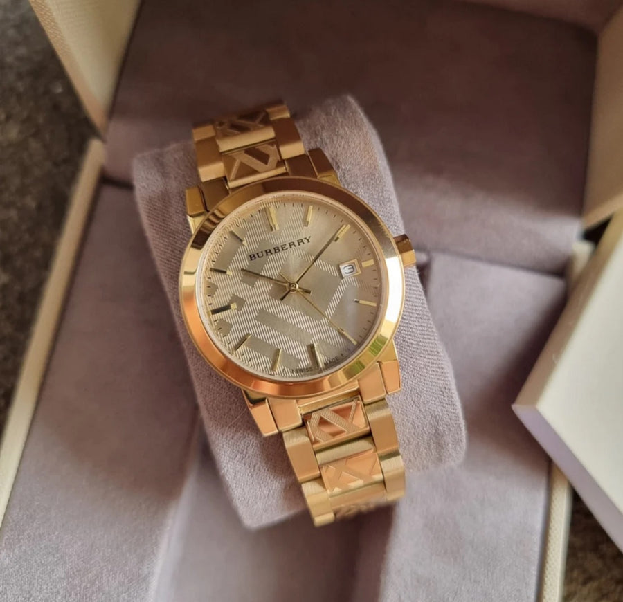 Burberry BU9145 Gold Stainless Steel Strap With Gold Dial Watch For Women