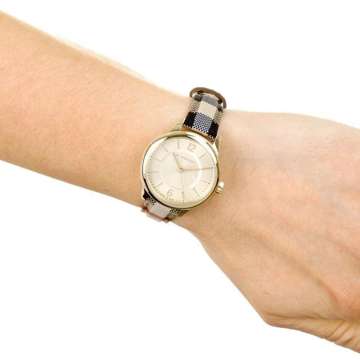 Burberry BU10104 Multicolor Leather Strap With Gold Dial Watch For Women