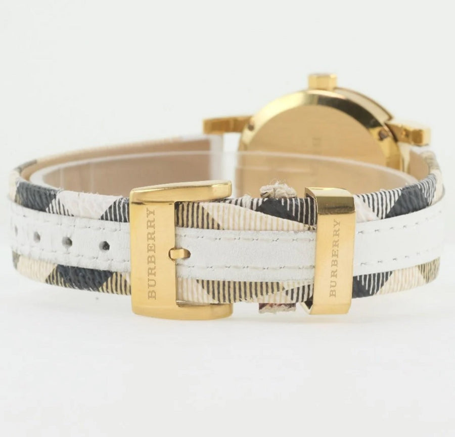 Burberry BU9110 Womens Watch Leather Strap And White Dial