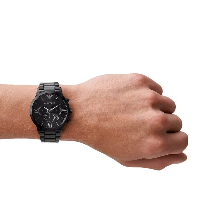 Emporio Armani AR11349 Black Stainless Steel Strap With Black Dial Watch For Men