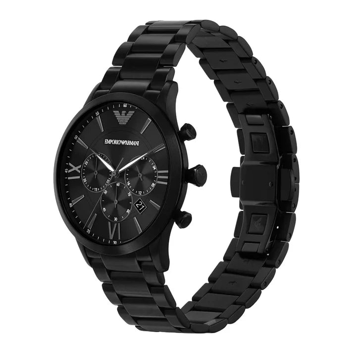 Emporio Armani AR11349 Black Stainless Steel Strap With Black Dial Watch For Men