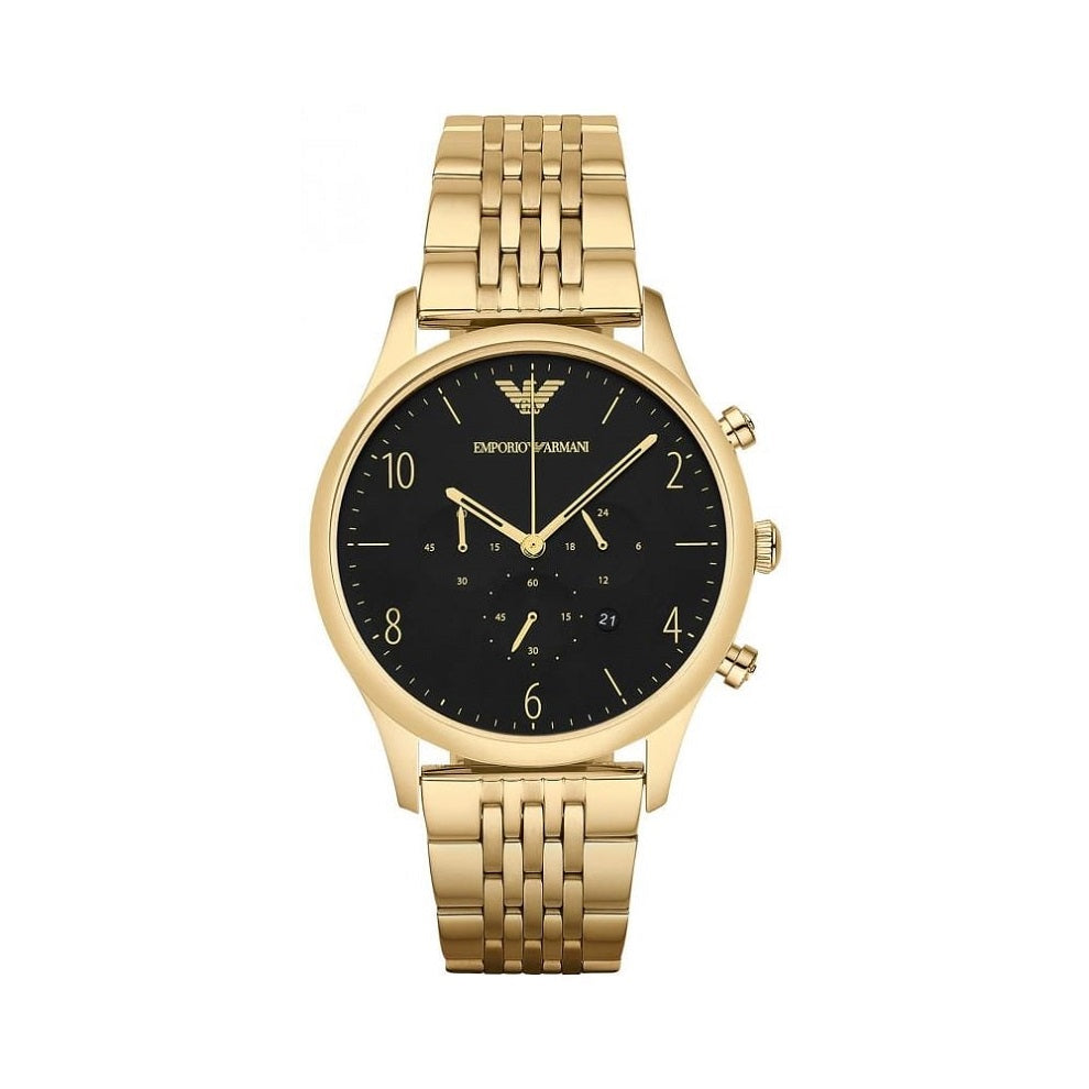 Emporio Armani AR1893 Men’s Watch – Gold Strap & Black Dial ...