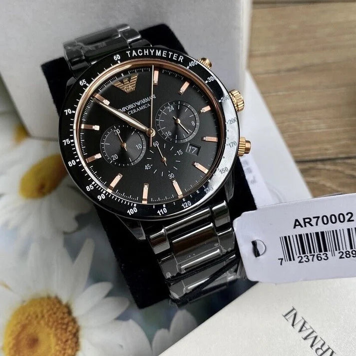 Emporio Armani AR70002 Black Ceramic And Stainless Steel Men's Watches