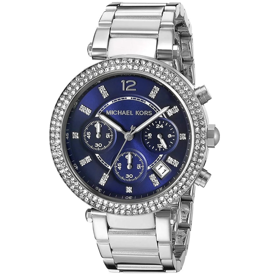 Michael Kors MK6117 Silver Stainless Steel Strap With Dark Blue Dial Watch For Women