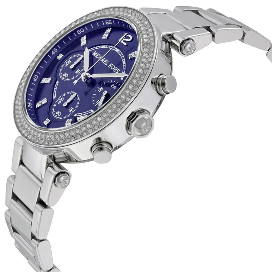 Michael Kors MK6117 Silver Stainless Steel Strap With Dark Blue Dial Watch For Women