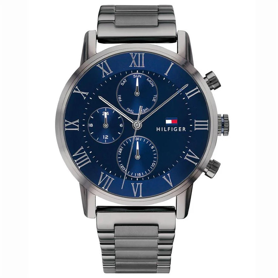 Tommy Hilfiger 1791456 Men's Watch Grey Stainless Steel With Blue Dial