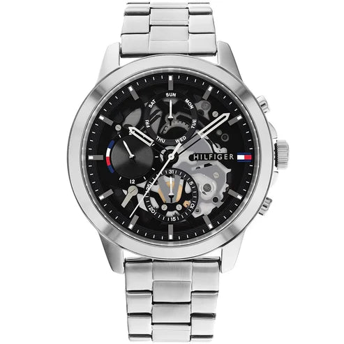 Tommy Hilfiger 1710477 Stainless Steel Strap With Black Dial Watch For Men