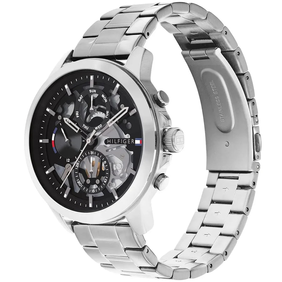 Tommy Hilfiger 1710477 Stainless Steel Strap With Black Dial Watch For Men
