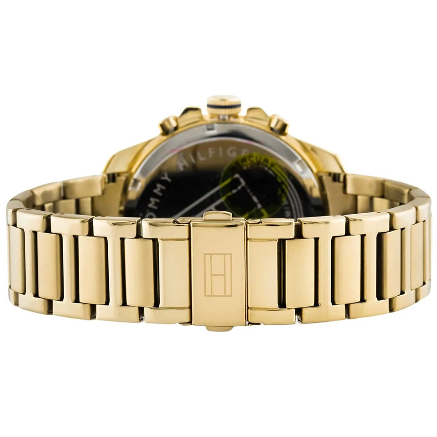 Front view of Tommy Hilfiger 1791538 gold men's watch with white dial