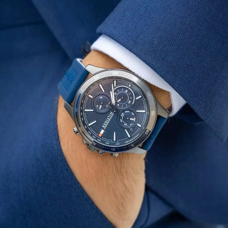 Tommy Hilfiger 1791721 Mens Watch Rubber Blue Strap With Blue Dial